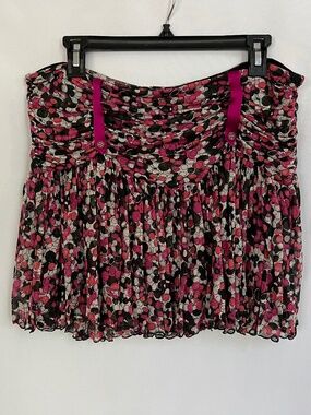 Diane Von Furstenberg Silk Mini Skirt Rushed Lined Multi Polka Dot Size 12